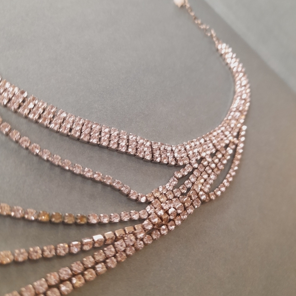 Multi Strand Rhinstone Neckalce - Picture 4 of 5